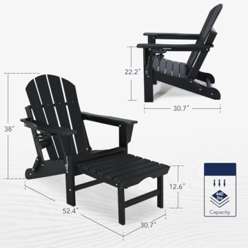 ABCPATIO Folding Adirondack Chair with Footrest for Outdoors