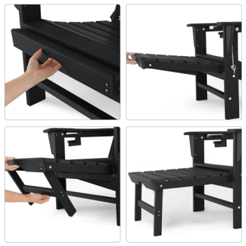 ABCPATIO Folding Adirondack Chair with Footrest for Outdoors