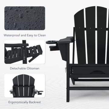 ABCPATIO Folding Adirondack Chair with Footrest for Outdoors