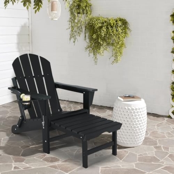 ABCPATIO Folding Adirondack Chair with Footrest for Outdoors