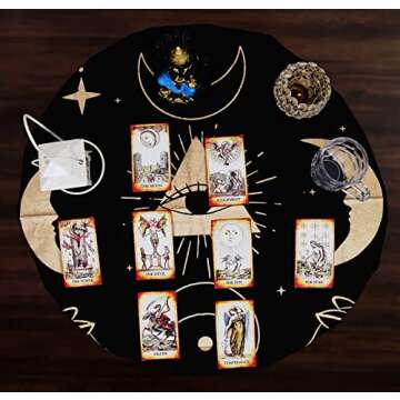 Indian Consigners Altar Cloth Prism Moon Eye Cat Celestical Tarot Deck Alter Square Wall Hanging Table Cloth Sacred Place Tapestry