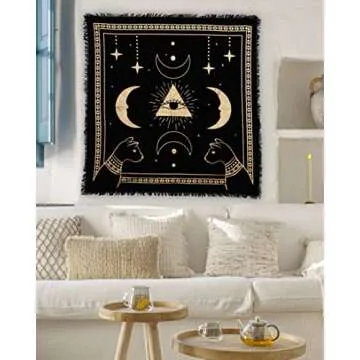 Indian Consigners Altar Cloth Prism Moon Eye Cat Celestical Tarot Deck Alter Square Wall Hanging Table Cloth Sacred Place Tapestry