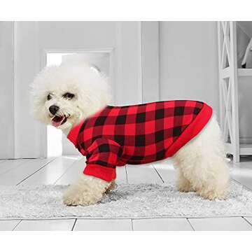 Dog Fleece Sweater for Small Dogs Buffalo Plaid Dog Clothes Soft Thickening Warm Small Dog Sweater P...