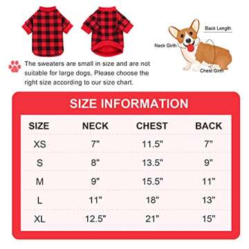 Dog Fleece Sweater for Small Dogs Buffalo Plaid Dog Clothes Soft Thickening Warm Small Dog Sweater Puppy Clothes for Small Dogs Girl & Boy(S)