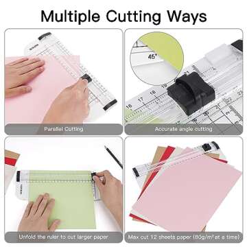 Paper Cutter,Portable Paper Trimmer,12 Inch Paper Slicer Scrapbooking Tool with Automatic Security Safeguard and Side Ruler for Craft Paper,A4 A5 Paper,Coupon, Label and Cardstock (Black)