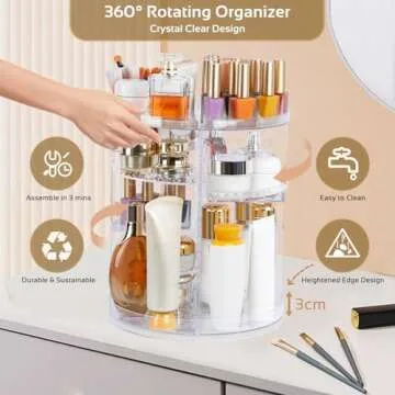 Boxalls 360 Degree Rotating Makeup Organizer for Countertops