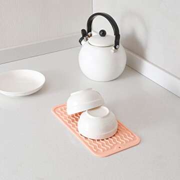 MicoYang Silicone Dish Drying Mat for Multiple Usage,Easy clean,Eco-friendly,Heat-resistant Silicone Mat for Kitchen Counter,Sink,Bar,Bottle,or Cup Pink S 12 inches x 6 inches