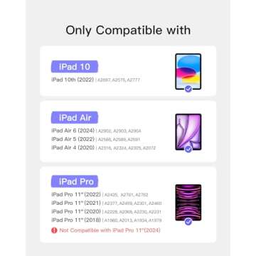 Inateck iPad Keyboard 10th Generation Compatible with iPad 10th 2022, iPad Air 6th/5th/4th Gen 2024/...