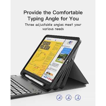 Inateck iPad Keyboard 10th Generation Compatible with iPad 10th 2022, iPad Air 6th/5th/4th Gen 2024/2022/2020, iPad Pro 11 3/2/1, Magnetic Detachable iPad Keyboard with Pencil Holder, KB04002 (Black)