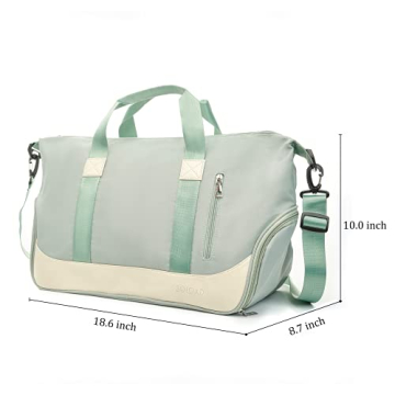 SOLOAD Sports Gym Bag for Women and Men Travelling bags Weekender Carry On Workout Duffel Bag Overnight Shoulder Bag Lightweight with Shoes Compartment & Wet Pocket (Green)