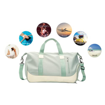 SOLOAD Sports Gym Bag for Women and Men Travelling bags Weekender Carry On Workout Duffel Bag Overnight Shoulder Bag Lightweight with Shoes Compartment & Wet Pocket (Green)