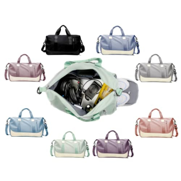 SOLOAD Sports Gym Bag for Women and Men Travelling bags Weekender Carry On Workout Duffel Bag Overnight Shoulder Bag Lightweight with Shoes Compartment & Wet Pocket (Green)