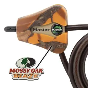 Master Lock Cable Lock, Python Adjustable Keyed Cable Lock, 6 ft. Long Cable, 2 Pack Mossy Oak Blaze Camouflage