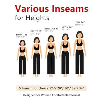 Tapata Women's 26''/28''/30''/32''/34'' Stretchy Straight Dress Pants with Pockets Tall, Petite, Regular for Office Work Business 32",New Charcoal,M