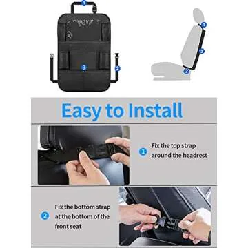 Ecurfu Backseat Car Organizer, Back Seat Protectors Kick Mats, Car Storage Bag with iPad Tablet Holder + 9 Storage Pockets for Kids Toddlers, Travel Accessories (1PC)