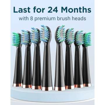 Rtauys M5 Sonic Electric Toothbrush for Adults and Kids - Rechargeable Electric Toothbrush Kids Ages 12+ and Adults with 8 Brush Heads & Travel Case, 120 Days Battery Life - Black