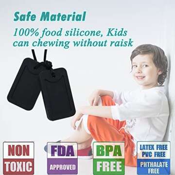 Sensory Chew Necklace for Kids and Adults, Silicone Dog Tag Pendant Chewy for Autism ADHD SPD PICA a...