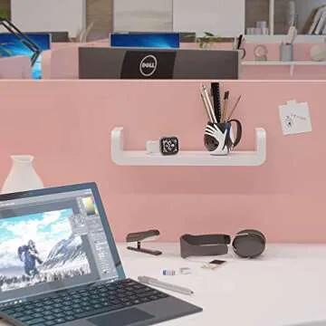 LAIGOO Adhesive Floating Shelf Wall Shelf Non-Drilling, U Bathroom Organizer Display Picture Ledge Shelf for Home Decor/Kitchen/Bathroom Storage-LPM02(M)