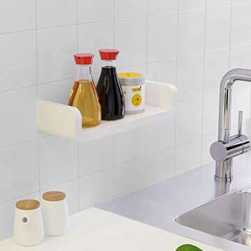 LAIGOO Adhesive Floating Shelf Wall Shelf Non-Drilling, U Bathroom Organizer Display Picture Ledge Shelf for Home Decor/Kitchen/Bathroom Storage-LPM02(M)