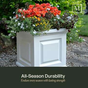 Durable Mayne Nantucket Square Planter for Flowers