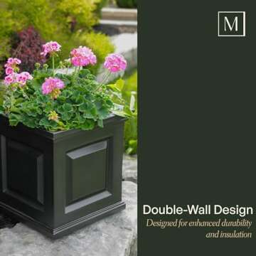 Durable Mayne Nantucket Square Planter for Flowers