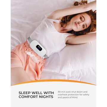 CooCoCo Portable Heating Pad for Period Cramps, Cordless Waist Belt for Menstrual Cramp Relief, Fast Heat Pad with 4 Heat Levels and 4 Vibration Modes, Gifts for Women Girl, White