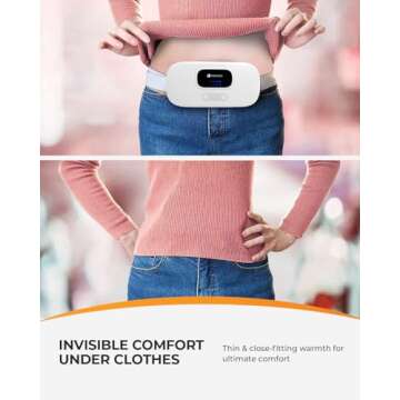 CooCoCo Portable Heating Pad for Period Cramps, Cordless Waist Belt for Menstrual Cramp Relief, Fast Heat Pad with 4 Heat Levels and 4 Vibration Modes, Gifts for Women Girl, White