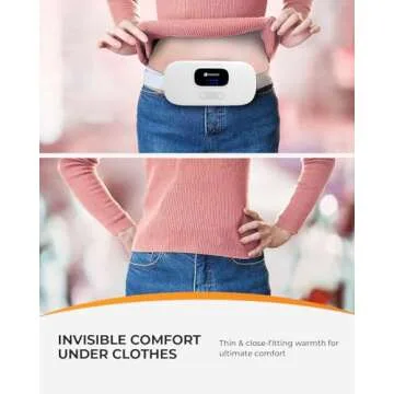 CooCoCo Portable Heating Pad for Period Cramps, Cordless Waist Belt for Menstrual Cramp Relief, Fast Heat Pad with 4 Heat Levels and 4 Vibration Modes, Gifts for Women Girl, White