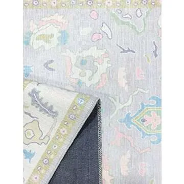 Modern Oushak Rug, Vintage Turkish Colorful Oriental Antique Inspired Washable Extra Large Area Rugs, Luxury Living Room Bedroom Lounge Nursery 9' x 12'