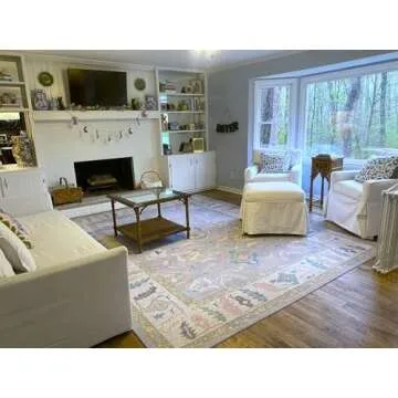 Modern Oushak Rug, Vintage Turkish Colorful Oriental Antique Inspired Washable Extra Large Area Rugs, Luxury Living Room Bedroom Lounge Nursery 9' x 12'