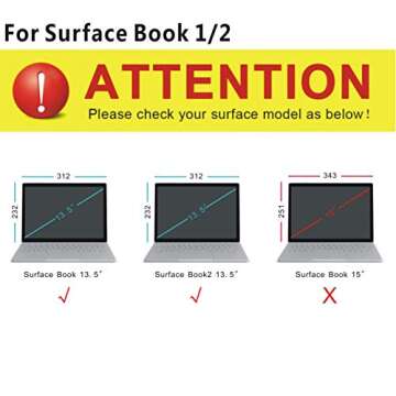 hongyixun Surface Book 2/3 13.5 Inch Case, 2 in 1 Kickstand Book Style Cover for Microsoft Surface B...