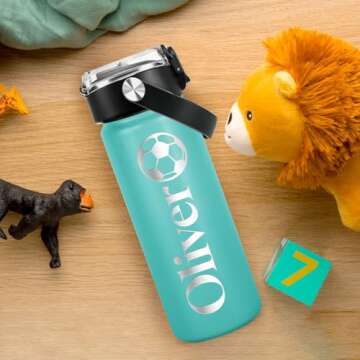 DOCRAGI Personalized Water Bottles for Kids, Custom Water Cups with Name and 25 Icon Engraved, 18 oz - 16 Colors, Double Wall Insulated BPA Free, Customize Valentines Gifts for Girls Boys (Engraved)