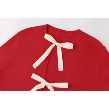 Stylish Calbatic Women Long Sleeve Bow Tie Cardigan