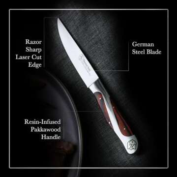 Hammer Stahl Steak Knives Set Of 4 | High Carbon German Steel Kitchen Knife Set | Stainless Steel Kn...