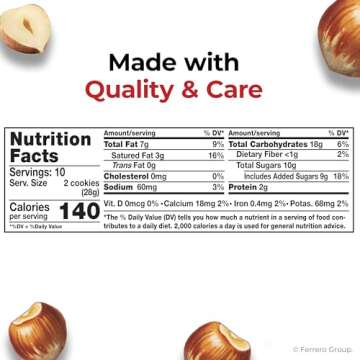 Nutella Biscuits, 20 Count Cookies, Hazelnut Spread with Cocoa, Holiday Christmas Cookies, 9.7 oz