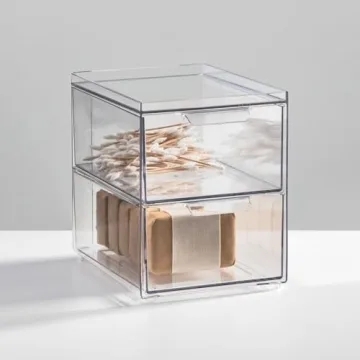 mDesign Stackable Storage Containers with Drawers 4 Pack