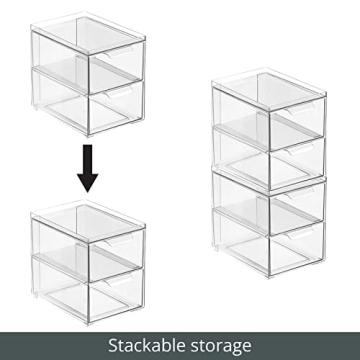 mDesign Stackable Storage Containers with Drawers 4 Pack