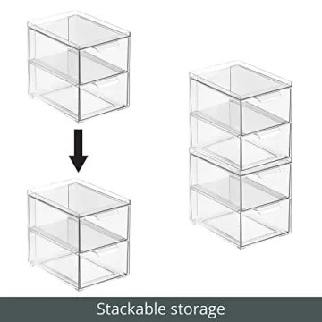 mDesign Stackable Storage Containers with Drawers 4 Pack
