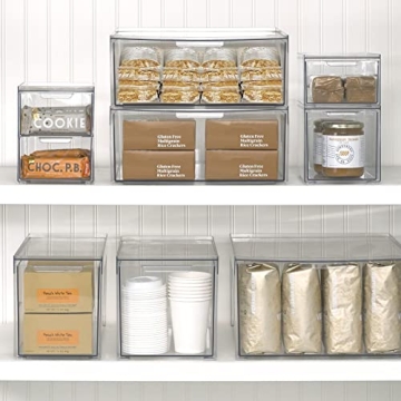 mDesign Stackable Storage Containers with Drawers 4 Pack