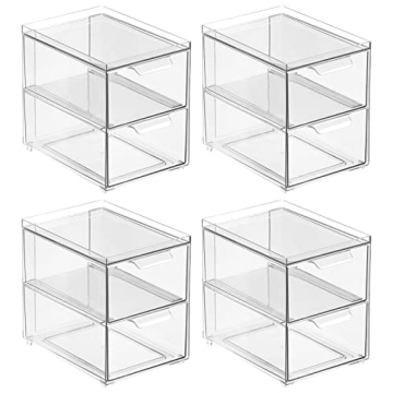 mDesign Stackable Storage Containers with Drawers 4 Pack