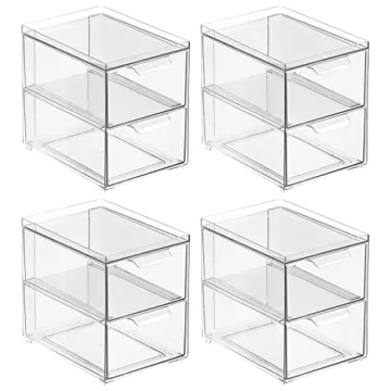 mDesign Stackable Storage Containers with Drawers 4 Pack
