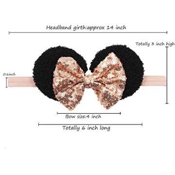 CellElection 10 Pack Baby Girls Sequin Headbands 6Inch Large Big Sparkly Glitter Sequin Hair Bows Headband for Newborn Infant Toddlers Babies…