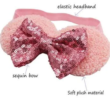 CellElection 10 Pack Baby Girls Sequin Headbands 6Inch Large Big Sparkly Glitter Sequin Hair Bows Headband for Newborn Infant Toddlers Babies…