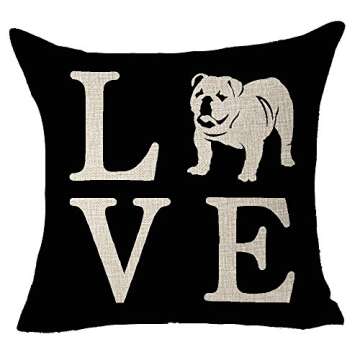 FELENIW Cute Animal Pet Dog English Bulldog Love People Friend Throw Pillow Cover Cushion Case Cotto...