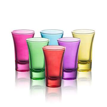 M&N HOME Colorful Shot Glasses - Fun Bachelor Party Decorations or Bar Glasses - 2 ounce Set of 6