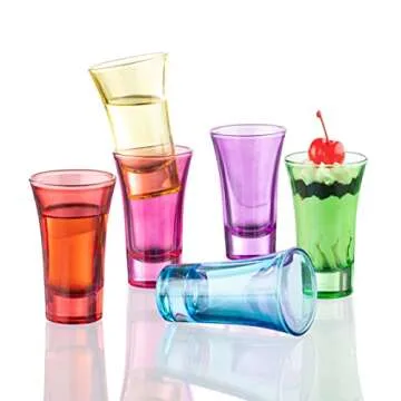 M&N HOME Colorful Shot Glasses - Fun Bachelor Party Decorations or Bar Glasses - 2 ounce Set of 6