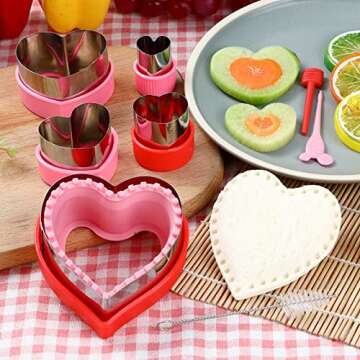 Valentine's Day Cookie Cutter Mold Set,5 Different Size Heart-shaped Sandwich Cutter and Sealer, Coo...