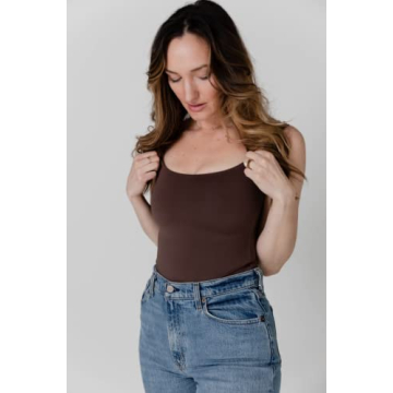 Almere Low Back Contour Tank High Cut Thong Bodysuit Brown Small