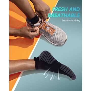 TANSTC Mens Socks for Men, Running Ankle Socks 6 Prials Braethable Comft Arch Support Tab Socks