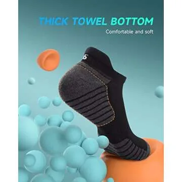 TANSTC Mens Socks for Men, Running Ankle Socks 6 Prials Braethable Comft Arch Support Tab Socks